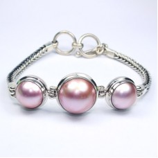 Sterling Silver & Pink Pearl Bracelet
