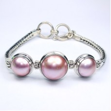 Sterling Silver & Pink Pearl Bracelet Sterling Silver & Pink Pearl Bracelet