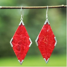 Red Coral Diamond Earrings Red Coral Diamond Earrings
