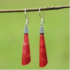 Red Coral Cone Earrings