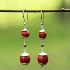 Red Coral Spherical Earrings Red Coral Spherical Earrings