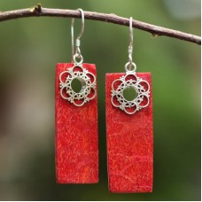 Red Coral Rectangle Earrings Red Coral Rectangle Earrings