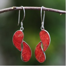 Red Coral Leaf Earrings Red Coral Leaf Earrings