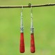 Red Coral Cone Earrings