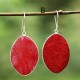 Red Coral Oval Earrings