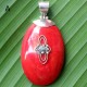 Red Coral Oval Pendants