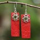 Red Coral Rectangle Earrings Red Coral Rectangle Earrings