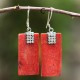 Red Coral Rectangle Earrings Red Coral Rectangle Earrings