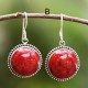 Red Coral Round Earrings