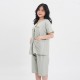 Mid Length Pants Collarless Pajama Set (bamboo fabric)