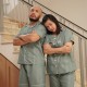 Mid Length Pants Collarless Pajama Set (bamboo fabric)