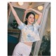 Round O Neck Cropped Tie-Dye T-Shirt Round O Neck Cropped Tie-Dye T-Shirt