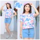 Round O Neck Cropped Tie-Dye T-Shirt Round O Neck Cropped Tie-Dye T-Shirt