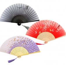 Bamboo & Fabric Hand Fan